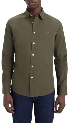 Levi's Long-Sleeve Battery Housemark Slim Camisa, Olive Night, XS Hombre