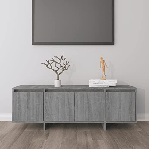 Gecheer TV-bänk TV-bord med stort förvaringsutrymme TV-bänk TV-skåp vardagsrum TV-bord TV-skåp för vardagsrum spånskiva grå Sonoma 120 x 30 x 40,5 cm