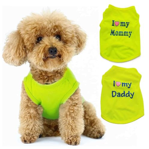 Maglietta per Cani Piccola Taglia Estate, 2 Pezzi Vestiti per Cuccioli Traspirante T-shirt in Cotone Estiva T-shirt Base Canottiera Senza Maniche Abbigliamento per Animali Domestici