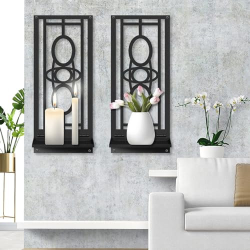 MEIYIFAN Set di 2, Portacandele da parete, Arte moderna della parete del bagno, Estetica Hanging Decorative Wall Art per Soggiorno Camera da letto Bagno (16.5 x 7 in)
