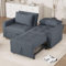 YODOLLA 3-in-1-Sofabett, Doppelschlafstuhl, Bett mit Verstellbarer Rückenlehne in EIN Sofa, Stoff-Couch, umwandelbar, 2-Sitzer-Sofabetten für Erwachsene, Dunkelgrau