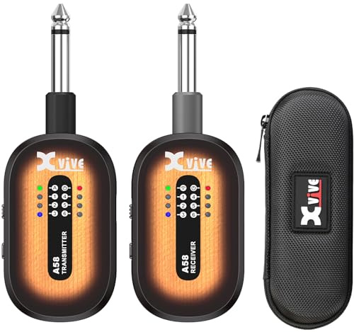 Xvive A58 – Sistema Wireless per Chitarra a 5,8 GHz con Trasmettitore e Ricevitore per Pickup Attivi e Passivi (Sunburst)