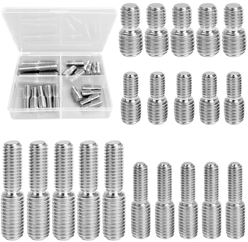 20 Pcs Double End Threaded Stud Screw Bolt, 304 Stainless Steel Thread Adapter, Rod Bolts Thread Reducer Screw, Plug to plug, M6x10 to M8, M6x15 to M8, M8x10 to M10, M8x20 to M10