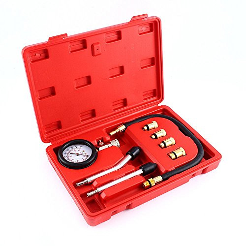 KUIDAMOS Kit Misuratore di Compressione per Motore a Benzina con Doppia Graduazione, per Valigetta Attrezzi da Garage per Auto e Moto