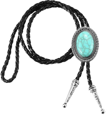 PATIKIL Bolo Tie Western Cowboy Leather Necklace Cowhide Rope | Agate Bolo Tie Necklace Cowhide Rope Necktie for Costume