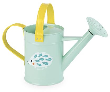 Janod - Happy Garden - Metal Watering Can for Children - Outdoor Gardening Game - For children from the Age of 3, J03191, Blue and Yellow
