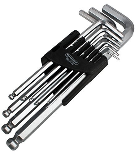 Larcele Sechskantschlüssel mit Kugelkopf Silber Neun Sätze für das Halten von Schrauben ohne Magnet 9-teilig NLJBS-03 MEHRWEG