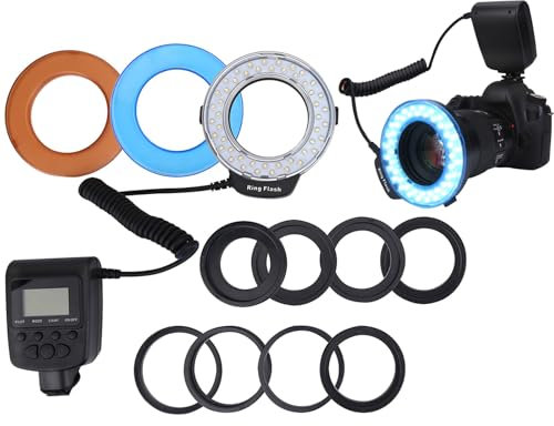 BigKing Ringblitzlicht, tragbares LED-Ringblitz Batteriebetriebenes Fülllicht mit Farbfilteradapterfotografie