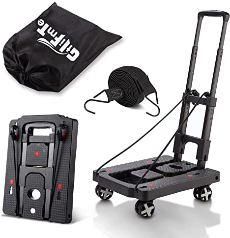 Folding Hand Truck Lightweight Hand Truck Dolly Foldable,Luggage cart with 4 Rotate Wheels, Utility Cart with Adjustable Handle,Collapsible Dolly for Moving