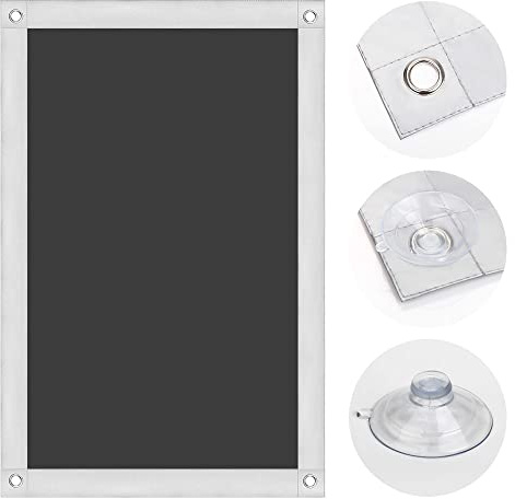 OBdeco Thermo Rollo 100% Verdunkelung Sonnenschutz Verdunkelungsrollo für Velux-Dachfenster Hitzeschutz ohne Bohren mit Saugnäpfen Schwarz 60x73cm für M04/304