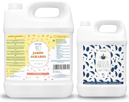 PLANTAWA Sapone Molle di Potassio 5L + Olio di Neem 2L | Formula Pura ed Altamente Concentrata | Soluzione Naturale per Cura Domestica | Versatile e multiuso per Interno ed Esterno