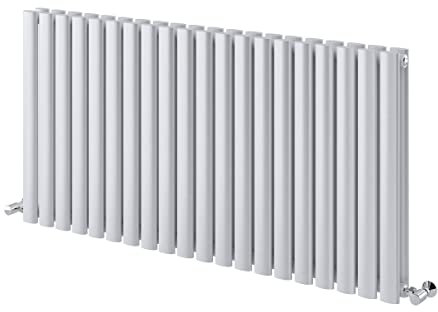 Ingarsby Horizontal Radiator Oval Panel Double Column Hallway Bathroom Radiator 600 x 1180 White