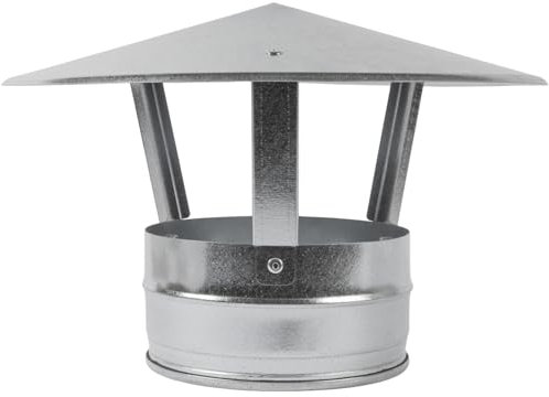 Repa Market 150 mm / 6 Inch Round Galvanized Steel Chimney Cowl - Roof Vent Cowl - Stove Pipe Cover with Roof Cap - Chimney Top for Fireplace - Chimney Flue Guard - HVAC Exhaust Pipe Hat - Vent Guard