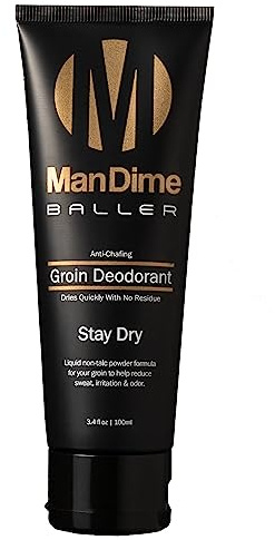 ManDime Baller Ball Deodorant for Men, Anti-Itch Anti-Chafing Cream, Lotion to Powder Ball & Groin Deodorant Protects from Sweat, Odor & Irritation, Fresh Scent