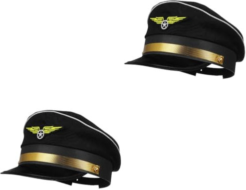 ABOOFAN 2st Kapitänsmütze Für Kinder Polizeimütze Tragbare Pilotenmütze Einheitlicher Hut Pilotenuniformmütze Halloween-maskerade-hut Deckel Kleinkind Fräulein Straßenkämpfer Polyester