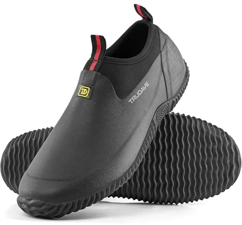 Trudave Garden Shoes for Men & Women, Waterproof Rubber Shoes with 3.5mm Neoprene, Womens Rain Boots for Gardening,Size 6-13 Black
