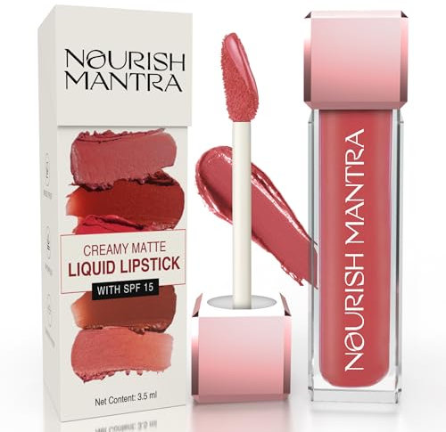 Nourish Mantra Lipstick (3.5ml)/ Creamy Matte Liquid Lipstick with SPF/Water Proof/Smudge Proof/Transfer Proof/Long Lasting/Suits All Skin Tones (Brink pink - Masoom Pink)