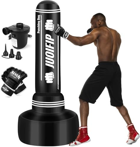 NZQXJXZ Boxsack Stehend Erwachsene 180cm- Heavy Boxing Bag mit Boxhandschuhen und elektrische Luftpumpe, Frauen Männer Stand Kickboxen Taschen für die Ausbildung MMA Muay Thai Fitness Anfänger