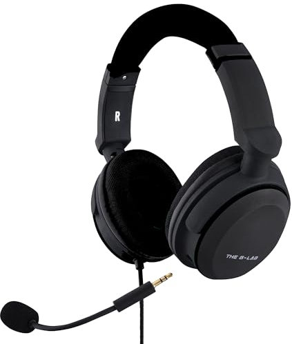 The G-Lab Korp Carbon Casque Gaming - Micro Casque Gamer avec Basses Renforcées, Microphone Détachable, Confortable et Léger - Compatible Xbox One PC PS5 Switch Smartphone (Noir) - New