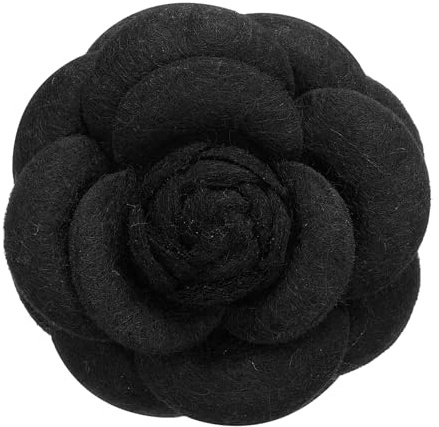 Patikil Spille di Fiori Camelia, Spille a Fiori in Tessuto Vintage per Cappello, Camicia, Cravatta, Corpetto, Nero