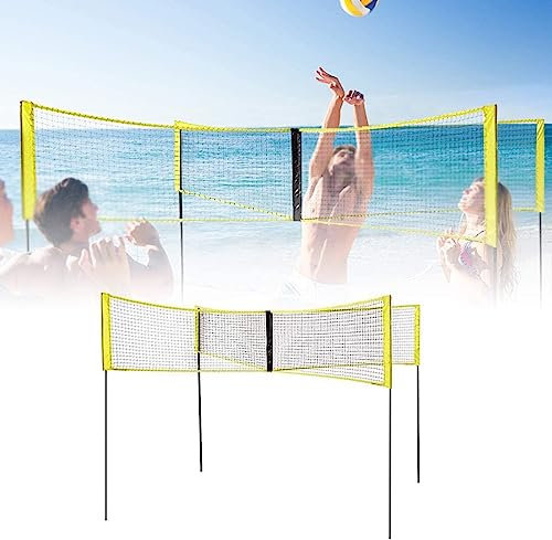 Vierseitiges Volleyballnetz mit Ständer, tragbares Strand-Volleyballnetz für Gärten, Strände, Schwimmbäder, 150 cm x 50 cm, Party-Essentials