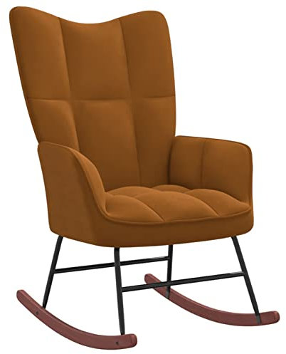 ZEYUAN Gungstol, brun sammet, amningsstol, relaxstol, lässtol, matningsstol, relaxfåtölj – 328147
