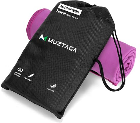 Muztaga Microfibre Towel Extra Large for Beach, Travel, Swimming, Bath– Quick Dry, Ultra Compact, Sand Free, Lightweight & Super Absorbent(Purple,78x35 in)