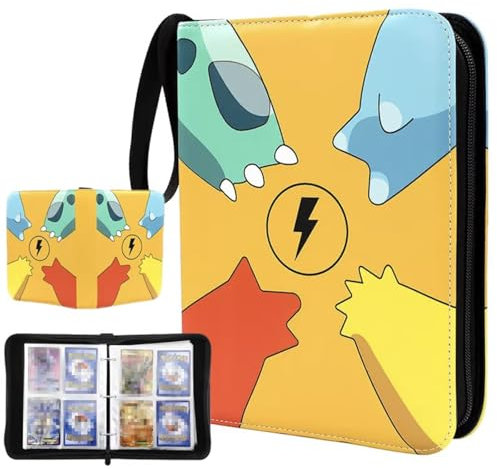 Sammelkartenalbum, 400 Kartentaschen, 50 Seiten, Wasserdichtes PU-Material, Tragbar, Schwarz (gelb)