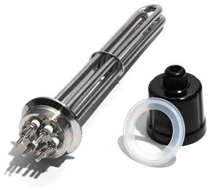 KEUQIXMR Thermoplongeurs à trois pinces de 2 pouces (63mm), for chauffe-eau/chaudière, 220V/380V, Full 304SS, brassage Ten 3/4, 5/6/9/12kw(Heater,380V-6KW)