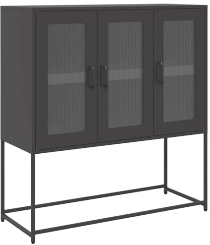 vidaXL Sidoskåp svart 100,5x39x107 cm kallvalsat stål
