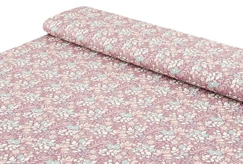 Baumwoll - Jersey Stoff Blümen Blümchen rose - Meterware ab 25 x 150 cm - Stoff zum Nähen
