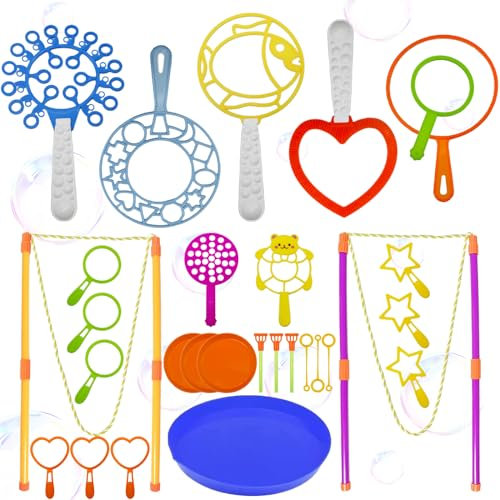 BNWRRCVKE Riesenseifenblasen,29 Stück Seifenblasen Set für Kinder,Seifenblasen Blase Zauberstab,Große Seifenblasenstäbe,Seifenblasen Spielzeug für Hochzei für Indoor und Outdoor Bubble Maker Spiele