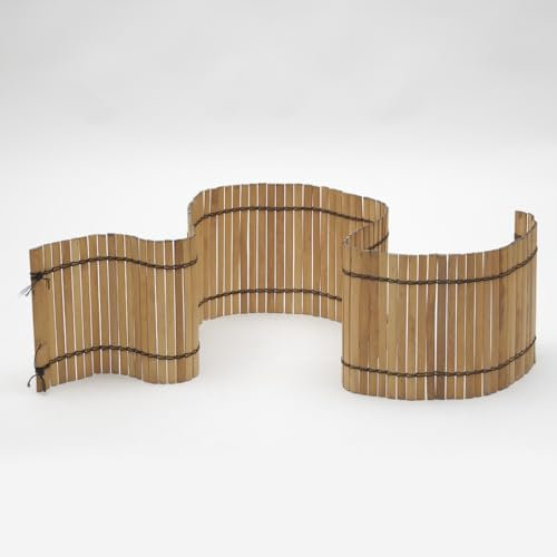 Flexible Filigrane helle Beetumrandung aus Bambusleisten, Rasenkante, Einfassung für Beete und Mörtelkübel, L: 200 cm (Höhe 40 cm, 1)