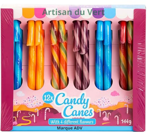 Lot de 12 Sucres d'Orge Colorés Multicolores 4 Parfums