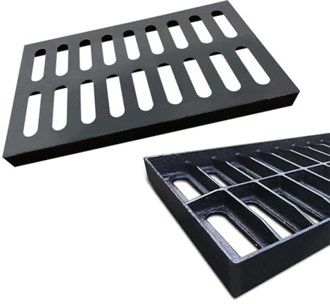 SMELEDFCFK Canaletta Scolo Acqua Piovana in Ferro Canale di Scarico Rettangolare Griglia per Canaletta Robusto Copertura in Metallo per Giardini Cortile Garage(50x35x3cm/20x14x1.2in)