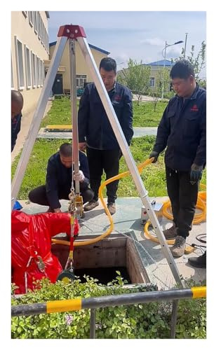 MQDLJSE Kits de detención de caídas, trípode de construcción de Seguridad Salvavidas con arnés de Rescate y protección contra caídas, trípode de Patas escalables para Espacios confinados,