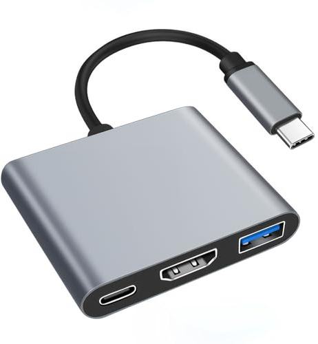 3 en 1 Adaptateur Multiport USB Type-C Hub avec Sortie HDMI 4K Transfert de Données Port 5 Gbps USB 3.0 Charge Rapide Port de USBC pour MacBook iPad Pro Samsung Chromebook Surface HP Huawei