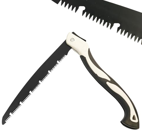 BeGrit Folding Pruning Saw 12 inch Hand Saw with Replacement Blade & Safety Lock SK5 High Carbon Steel Blade Tree Branch Cutting Tool for Camping Bushcraft Trimming Trees Plants Shrubs Wood