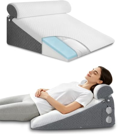 HOMCA Almohada de Cuña para Cama y Sofá con Cabezal Desmontable