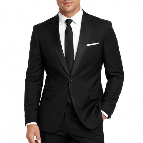 Allthemen Mens Casual Blazer Slim Fit Formal Business Suit Jackets One Button Single Breasted Tuxedo Jacket Smart Blazer, Black, M