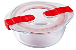 Pyrex Cook&Heat Recipiente de almacenamiento y transporte de alimentos, Vidrio borosilicato, transparente, 14 X 12 X 5 Cm