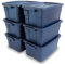 Rubbermaid Storage Bins with Lids, Polyethylene, Dark Indigo Metallic, 3 Gal-6 Pack