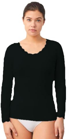 YSABEL MORA - Camiseta Lencera Manga Larga para Mujer, Confort Diario, Tejido Suave y Transpirable, Ideal para Capas, Diseño Elegante, Ropa Interior Femenina, Estilo Versátil, Primera Clase.