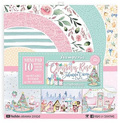 Stamperia International Stamperia-Mini scrapbooking dyna-dubbelsidig julros, flerfärgad, 20 x 20 cm