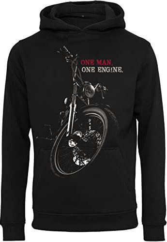 Baddery Biker Hoodie Herren - Chopper : One Man One Engine - Pullover Männer - Geschenk Motorradfahrer - Motorrad Bekleidung Set Zubehör (XL)