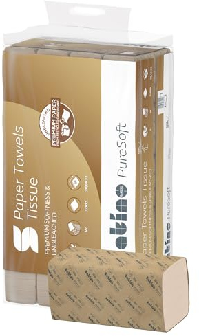Satino PureSoft, asciugamani di carta a V, 3.200 fogli, a 2 strati, 24 x 23 cm, dimensioni per foglio, morbidi, ecologici e sostenibili, realizzati in cartone riciclato