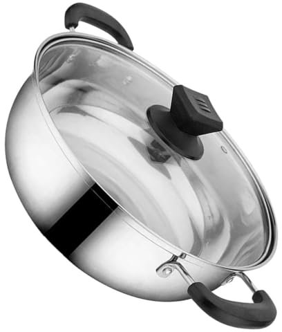 Yardwe Stainless Steel Hot Pot Double-Handle for Soup Stew and Cooking - 28Cm Large Capacity Pot for Family Gatherings and Outdoor Dining