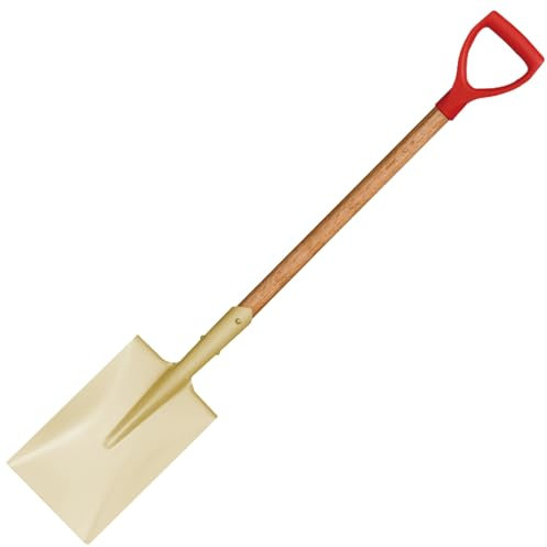 WEDO Pala cuadrada rectangular sin chispas con hoja recta, pala de transferencia, mango de madera de 40 pulgadas de largo equipado con cómodo mango en D, pala de excavación, bronce de aluminio,