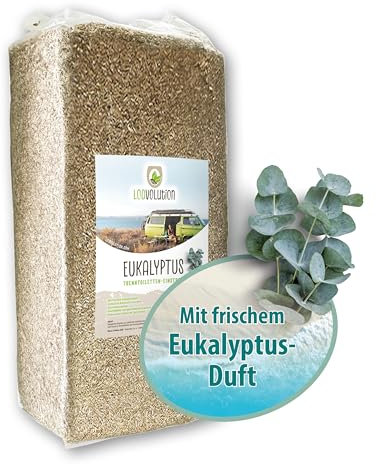 Loovolution® Toiletteneinstreu 14 Kg mit Eukalyptus | Hanfeinstreu für Trenntoiletten, Trockentoiletten, Campingtoiletten | Kompostierbar | staubfrei