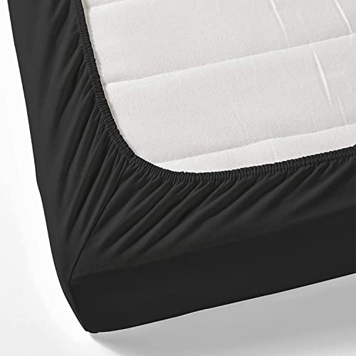 GREATOYAR Sábana Bajera Ajustables, Sábana Bajera Cama, Ropa de Cama, Sábana Cómoda, Protector de Colchón, Ropa de Cama, 100% Polyester, Cama 105x190cm, Cama 105x200cm, Negro